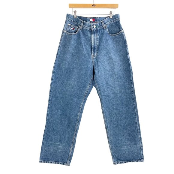 Tommy Hilfiger Other - Vintage 90s Tommy Hilfiger Baggy Blue Jeans Mens Size 33 x 30 Streetwear Logo